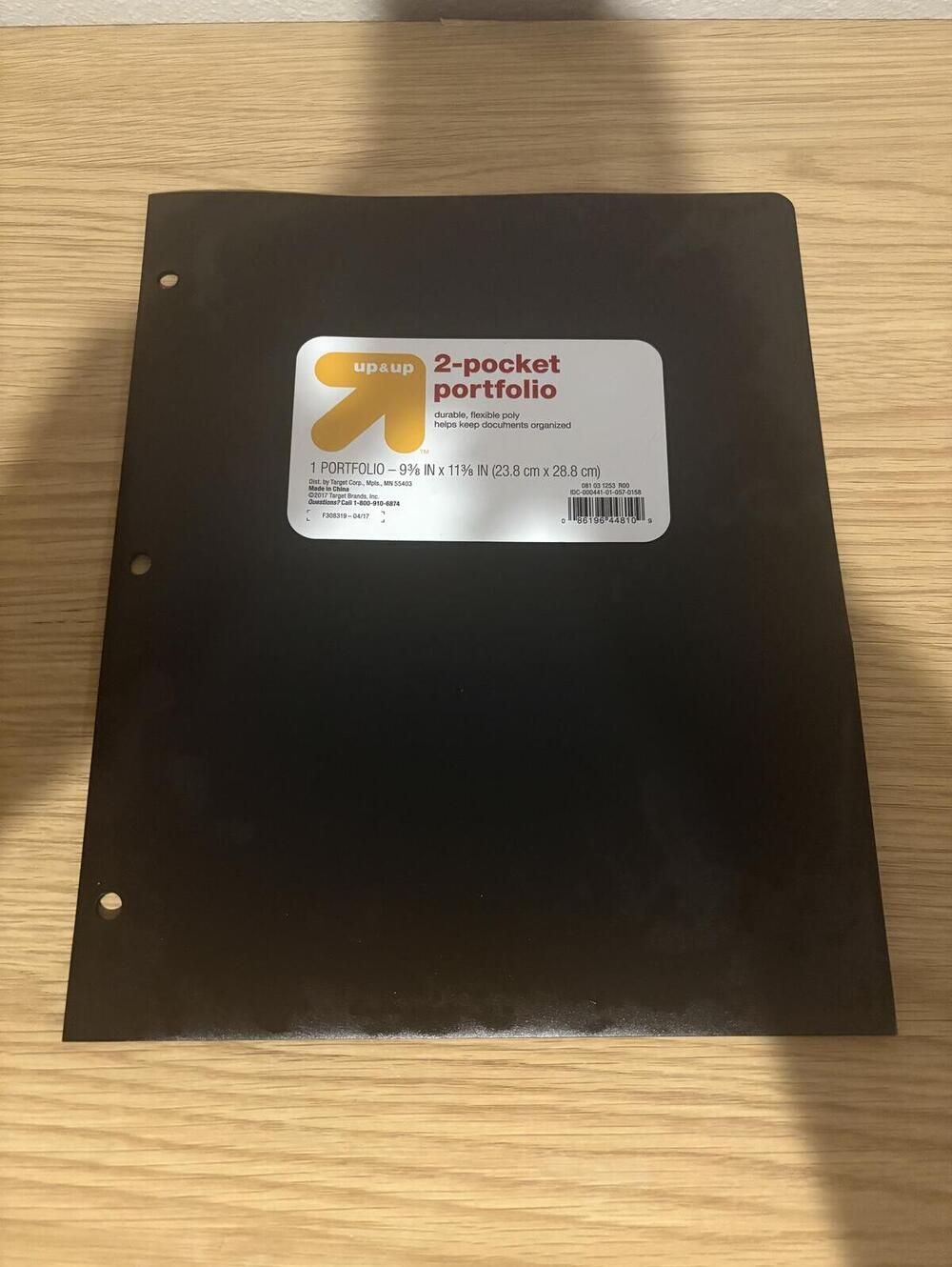 Up and Up Black 2 Pocket Portfolio Folder New